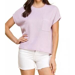 NEW LES AMIS norie textured pocket tee in lavender